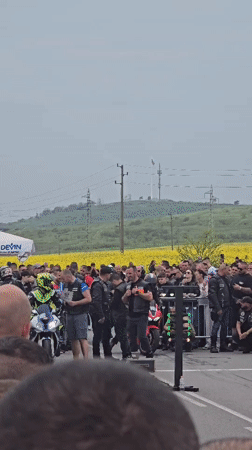 Street motorcycle race draws crowds in Yambol, Bulgaria
