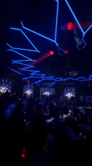 Sofia nightclub interior showcased blue geometric lighting display