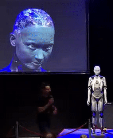 Humanoid robot demo on stage in Haifa