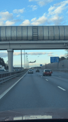 Purple airplane spotted from highway near Moscow