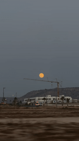 Full moon evening documented at Aourir beach, Morocco