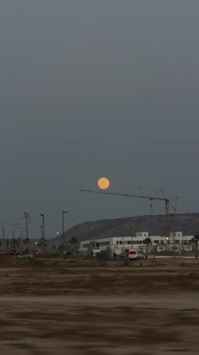 Full moon evening documented at Aourir beach, Morocco