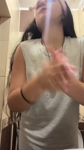 Skincare routine at a pink vanity in Sofia
