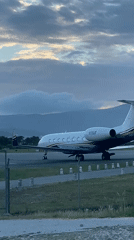 Aircraft taxis on runway at Tivat Montenegro airport