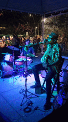 Nighttime musical performance captured in Armação dos Búzios, Brazil