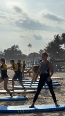 Surf training session held on Kathaluwa beach, Sri Lanka