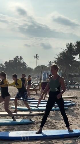Surf training session held on Kathaluwa beach, Sri Lanka