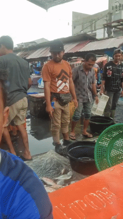 Pre-dawn market activity begins in Lhokseumawe, Indonesia