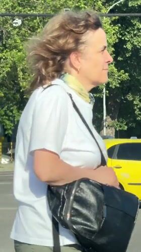 Clown in red wig spotted on a Varna street