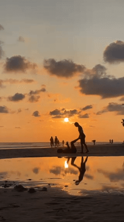 Sri Lankan Beach Sunset Activities Captured Along Southern Coast