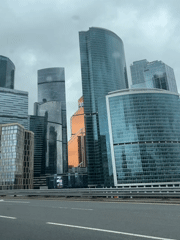 Moscow's modern skyline on a overcast summer day