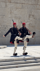 Evzones perform ceremonial guard change at Athens Parliament
