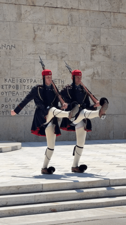 Evzones perform ceremonial guard change at Athens Parliament