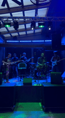 Live band performs at dimly lit bar venue