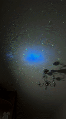 Indoor gathering with projected stars documented in Perm, Russia