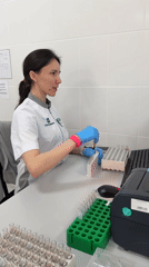 Moscow lab technician works with automated systems