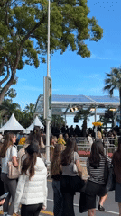 Crowd gathers at outdoor venue in Cannes
