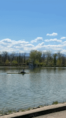 Solo rower enjoys sunny morning on Plovdiv lake