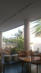 Modern cafe interior captured in Lhokseumawe, Indonesia