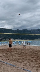 Beach volleyball games played in Budva, Montenegro morning