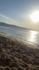 Nesebar summer morning: beach, old town, and a snail in the sand
