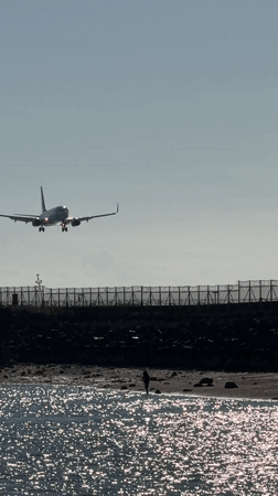 Passenger jet lands at Denpasar airport amid clear skies