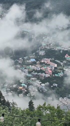 Foggy morning over Prini village in the Kullu hills