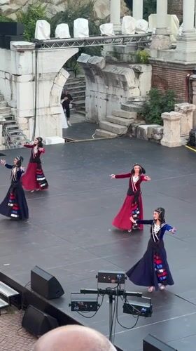 Folk dance groups perform at Plovdiv's Ancient Roman Theatre