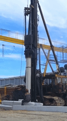 Pile driving operation underway in Megion, Russia