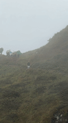 Foggy morning trek through glacial terrain near Samagaon, Nepal