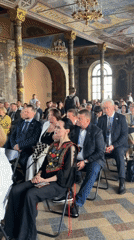Formal assembly inside Kyiv's ornate ceremonial hall