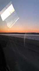Sunset captured through window in Chaikovsky, Russia