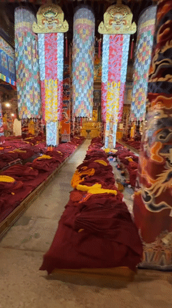 Buddhist temple scenes documented in Lhasa including Potala Palace