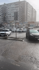 Heavy rainfall soaks streets in Izhevsk, Russia