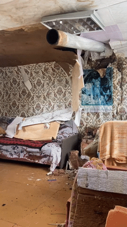 Room damage documented in Dubovaya, Russia