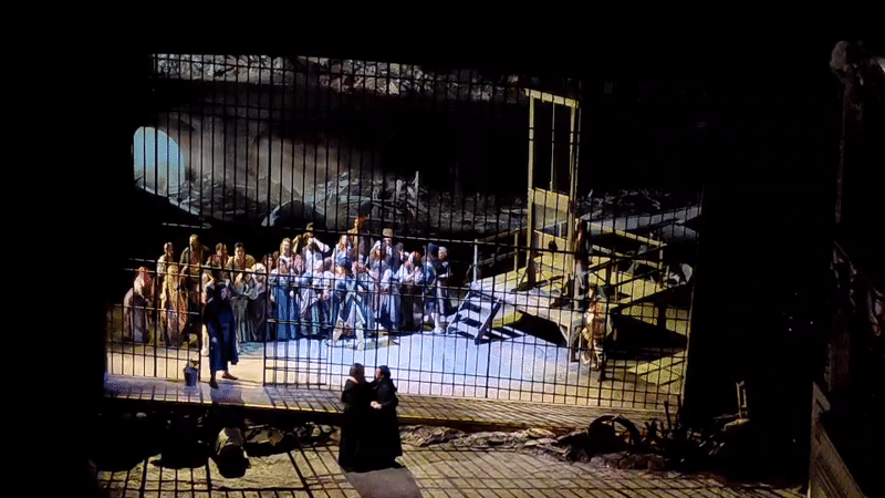 Large period opera or historical drama performs in Santiago