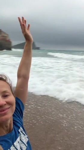 Rainy morning walk along Budva's beach and harbor