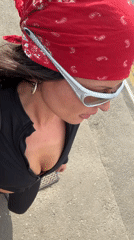 Woman in red bandana photographed multiple times in Sevenoaks