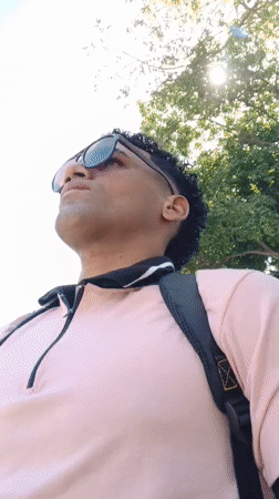 Man films selfie video in busy Porlamar plaza