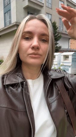 Woman and child document morning routine in Esenyurt selfies