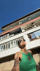 Woman films selfie video in Pleven residential area