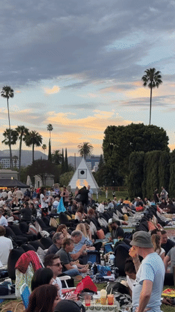 Crowds fill a LA park for an outdoor evening event