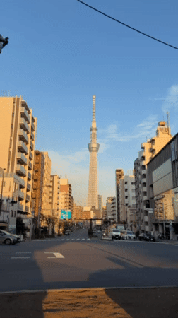 Tokyo Skytree visible from multiple eastern Tokyo locations Friday morning