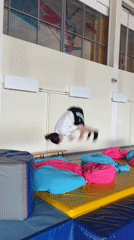 Gymnast performs jump routine at Krasnoyarsk facility