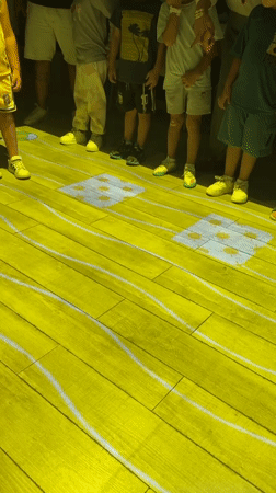 Kids play interactive floor projection games at Netanya event space