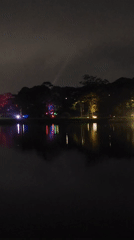 Xuan Huong Lake lit up at night in Da Lat