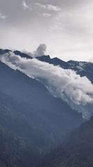 Manali valley under monsoon clouds, rivers and forests in frame