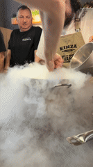 Chef demonstrates liquid nitrogen cooking technique in Izhevsk