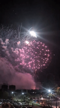 Night fireworks display over Worms, Germany