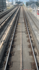 Passenger captures DLR track views toward London skyline